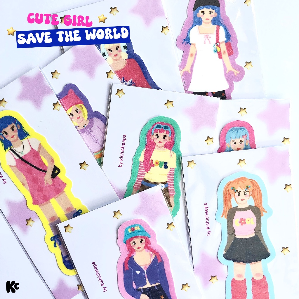 

cute girl save the world sticker