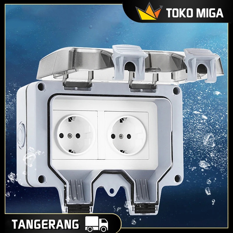 50V-440V Stop Kontak Anti Air Outdoor IP66 Dengan Tutupnya Stop Kontak Waterproof Outdoor Kualitas T