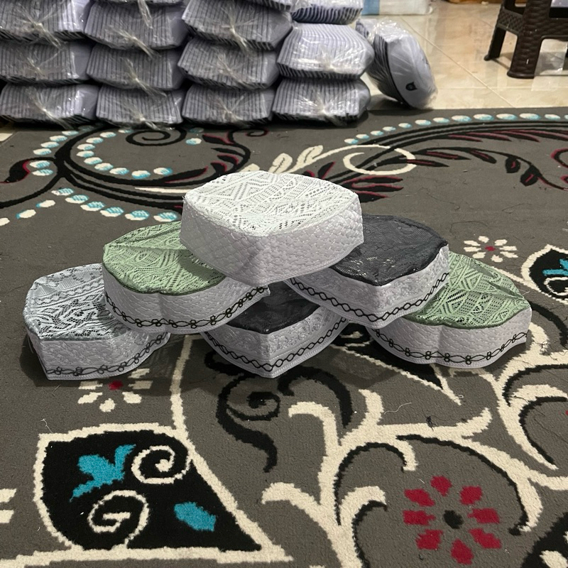 Peci Kopiah Madinah Jaring Warna Tinggi 5,5 cm/Peci Santri
