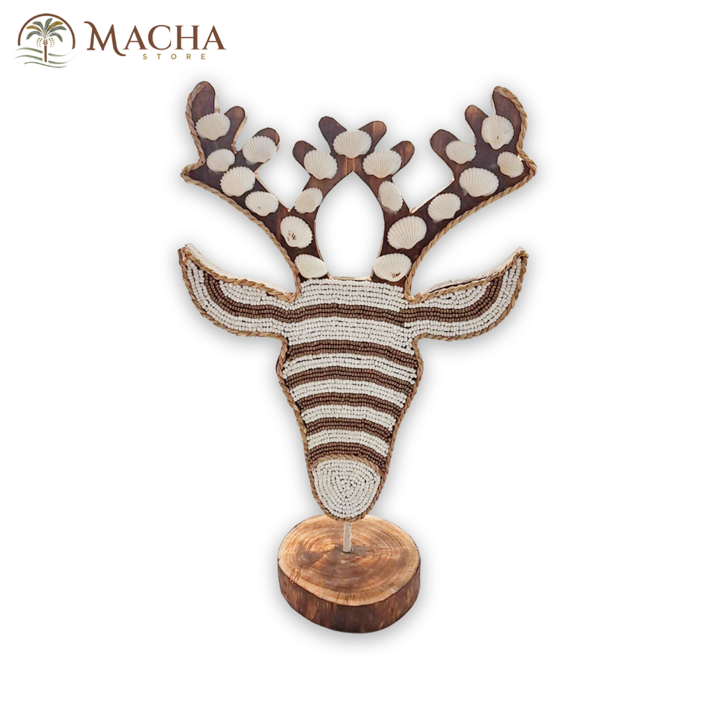 Machastore - Patung Kepala Rusa Kayu Pajangan Meja Hiasan Dekorasi Rumah Aesthetic