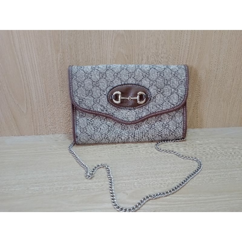 Preloved Gucci second Ori coklat motif