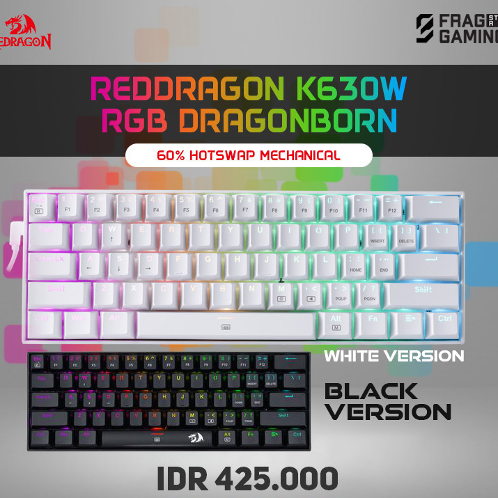 Redragon / Reddragon K630W / K630 RGB DRAGONBORN WHITE KEYBOARD