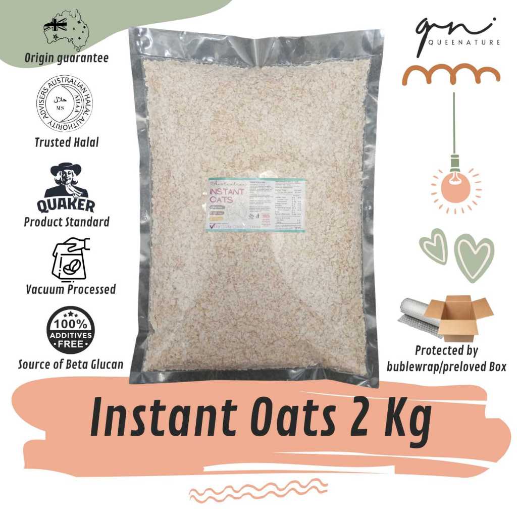 

Australian Instant Oats/ Oat Instan / Menir Gandum Kasar 2Kg Queenature