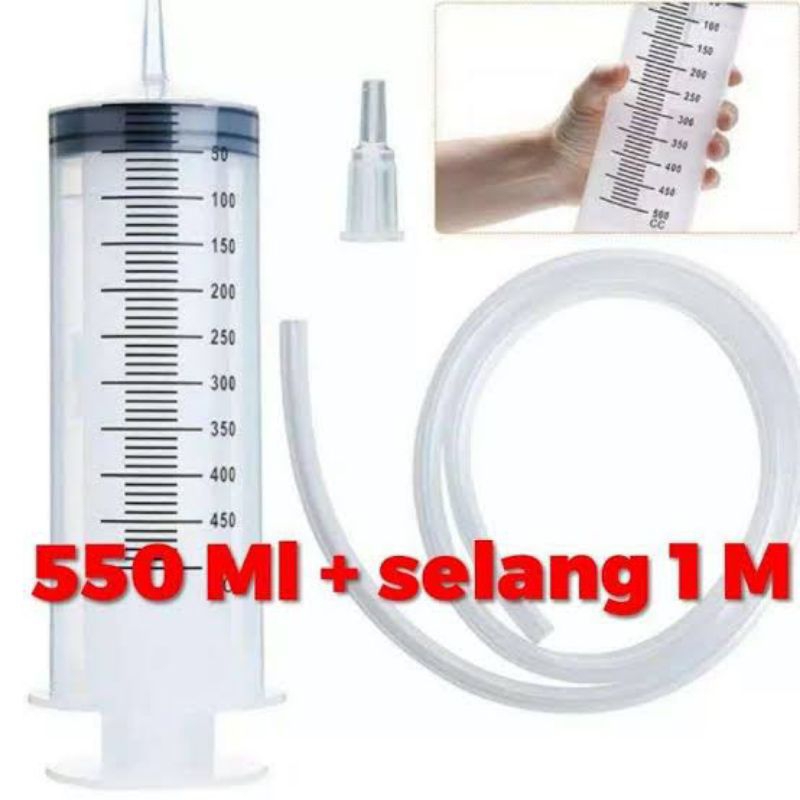 TABUNG SUNTIK PLASTIK BESAR 550ML SELANG MULTIFUNGSI sedot oli mesin adonan roti isi parfum bonus se