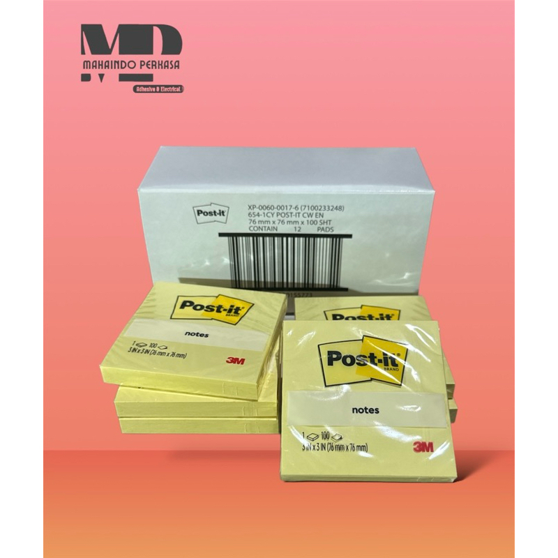 

Post-It 3M 654 Yellow 76m x 76mm Sticky Notes Pad Post It