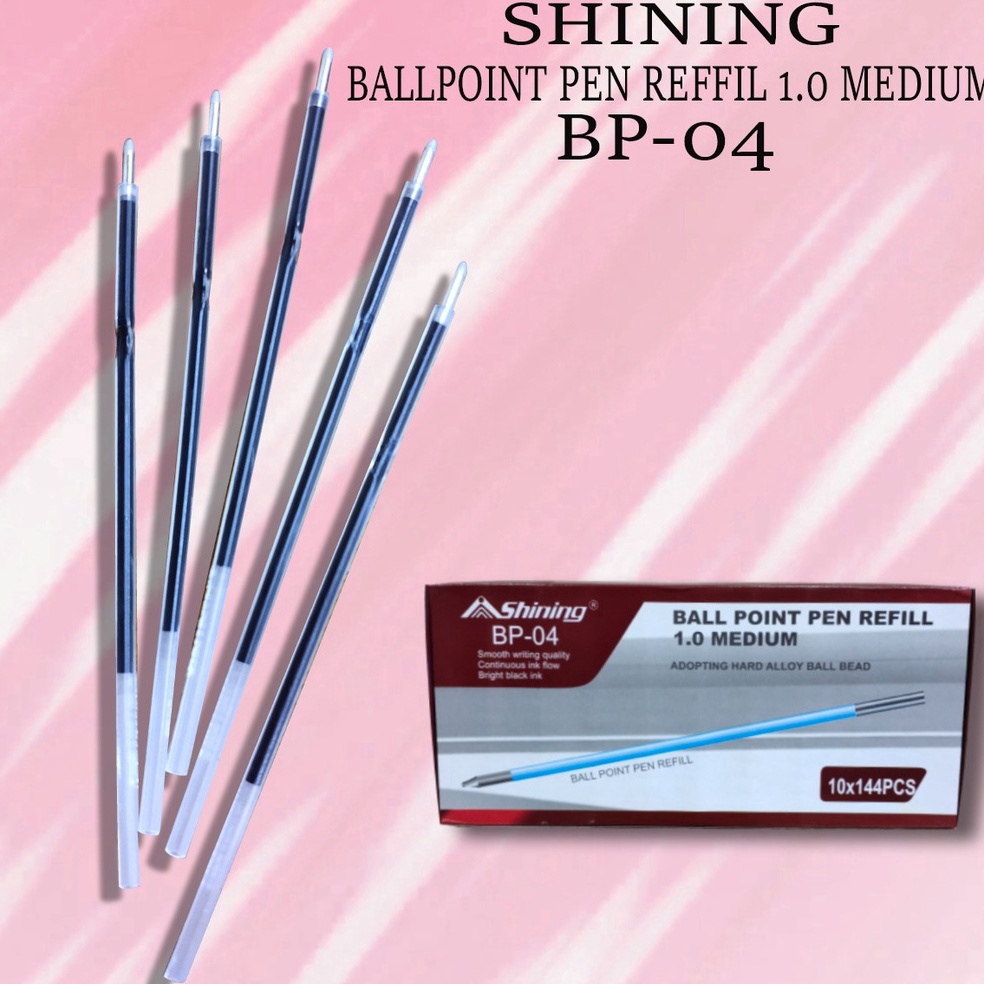 

KODE B1R4 Isi ulang pulpen tinta Ballpoint Pen Reffil Shining ukuran Medium 1 isi 144 pcs