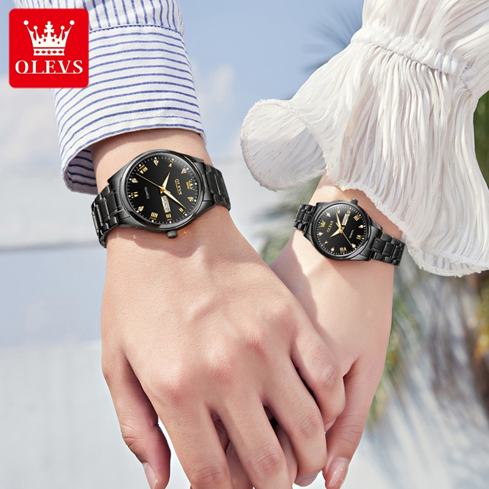 OLEVS Jam Tangan Couple Pasangan Anti Air Original Analog Couple Watch