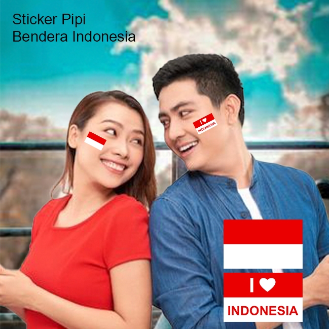 

Sticker Pipi Merah Putih I Love Indonesia | Tempelan Pipi Bendera