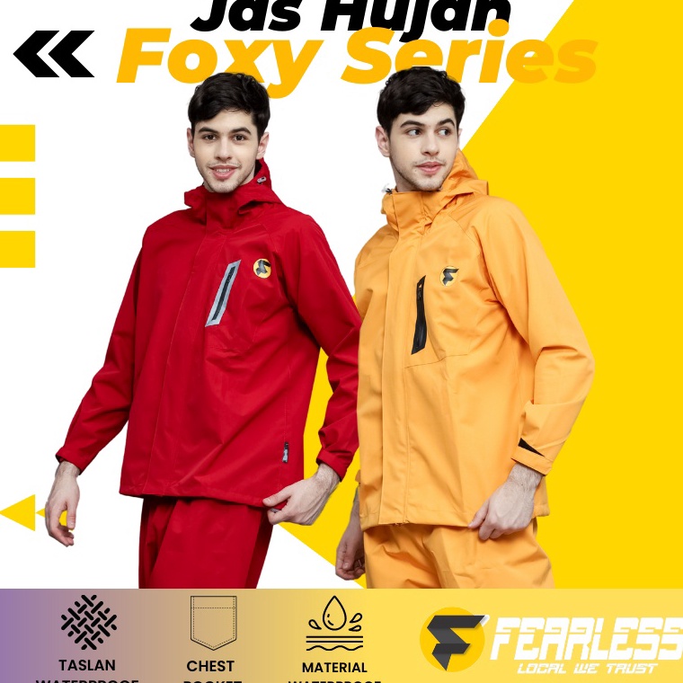 KODE F28O Jas Hujan FEARLESS Jas Hujan Pria Wanita Dewasa Anti Air Bahan Import Raincoat Unisex Full
