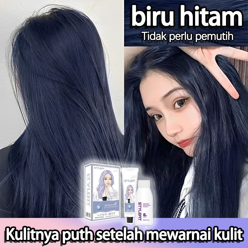 [Alat mewarnai rambut gratis] STYLE FIT cat rambut biru*200ml，Tidak perlu pemutih，pewarna nabati mur