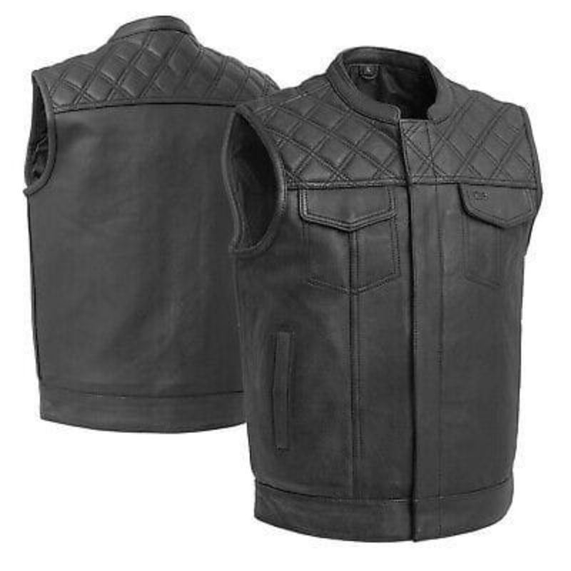 Rompi kulit pria asli domba super - vest kulit motor original