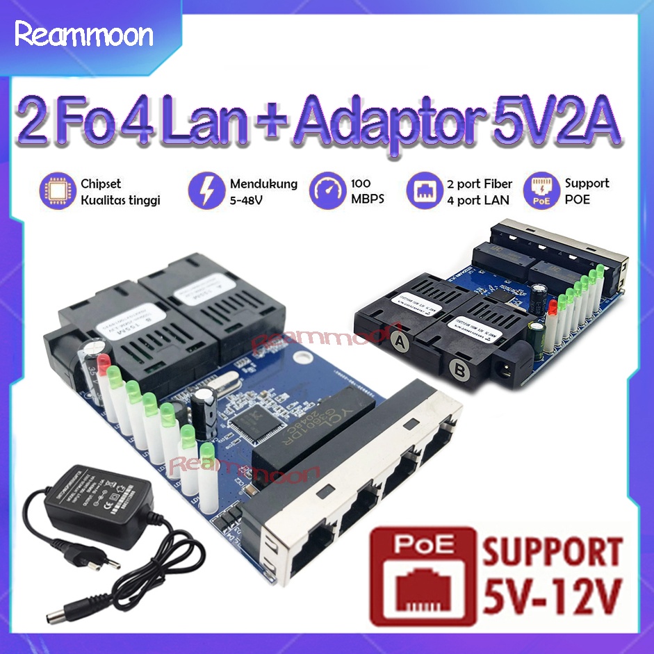 POEPcb Htb 2Fo 4Lan 2F4E Media Converter 2 Fo 4 Lan 1 Mpbs Ethernet Switch 2 Port FO 4 Port LAN 2F4E