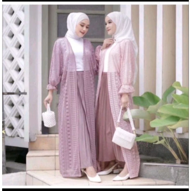 Cardigan Wanita Jumbo LD 130 | Cardigan Panjang Fashion Muslim | Cardigan Brukat Wanita | Outer Wear