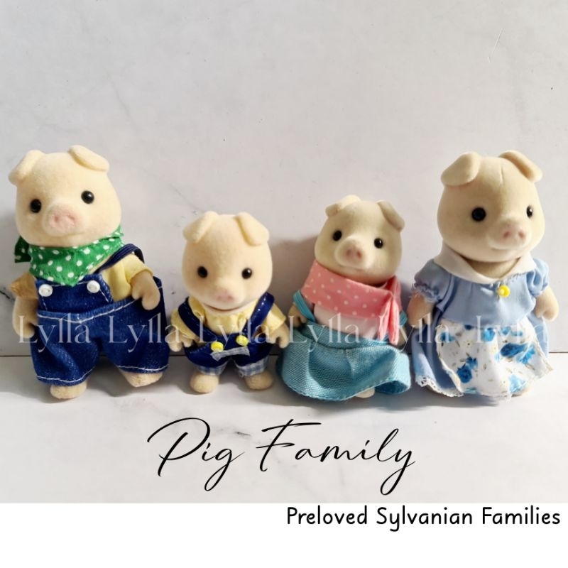 RARE Preloved Sylvanian Families Pig Family