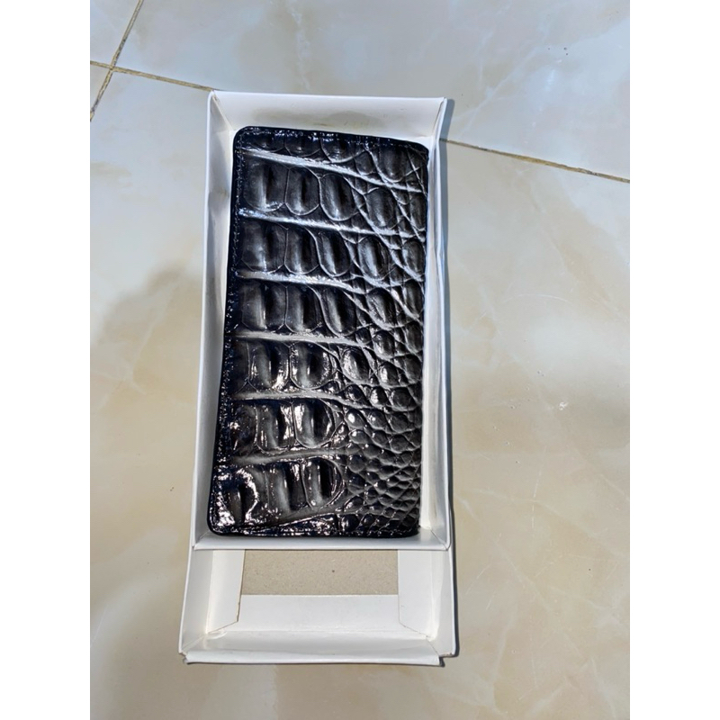 DOMPET KULIT BUAYA ASLI MERAUKE PAPUA MODEL PANJANG-HITAM