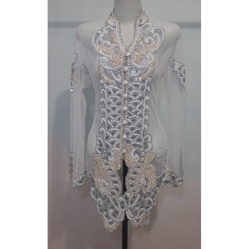 LIKE NEW KEBAYA PUTIH AKAD NIKAH MEWAH FULL PAYET MANIK ATASAN KONDANGAN WISUDA MODERN BRUKAT BAJU T