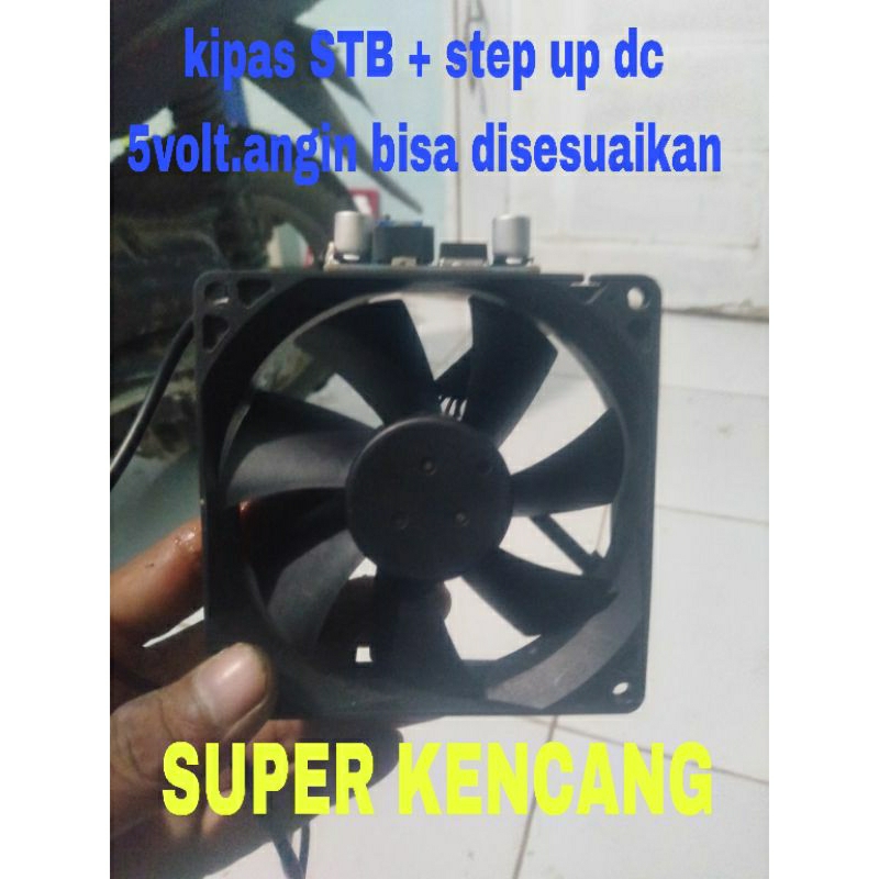 Kipas STB fan besar + STEP UP.dc 5volt