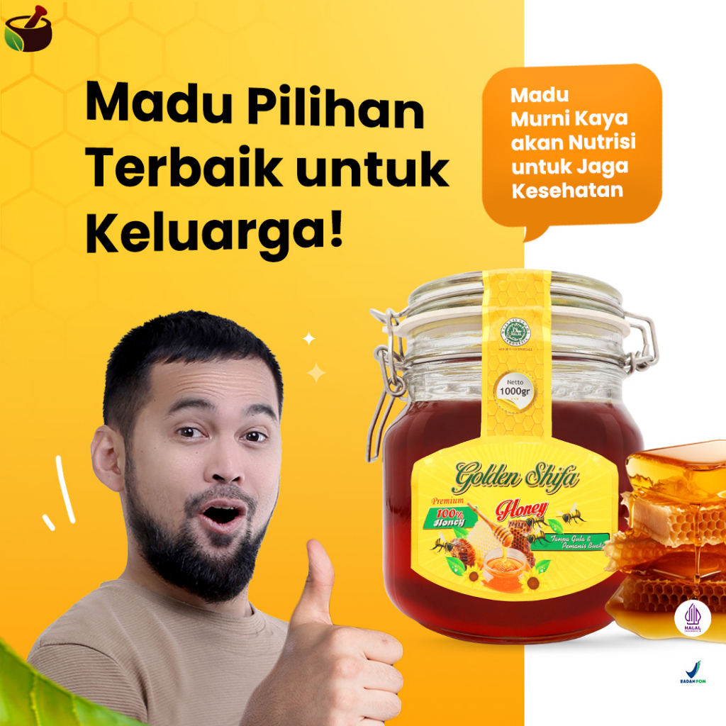 

Madu Golden Shifa 1kg Madu Murni Asli 100% Madu Asli Madu Honey Bee Pollens Suplemen Madu Nusantara