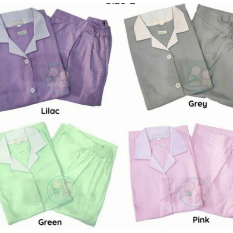 Baju Seragam Suster Kulot Warna Polos Kerah Putih / Kerah Abu - Seragam Suster