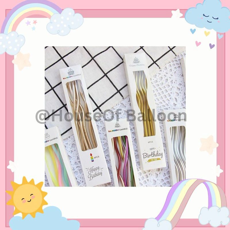 Lilin Ulang Tahun Spiral Korea / Lilin Panjang Lilin Ulang Tahun Spiral Warna Warni Lilin Keriting i
