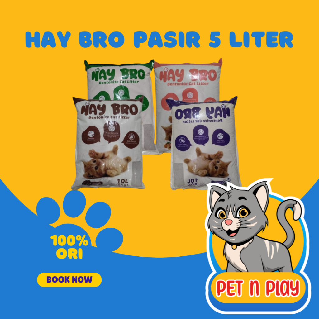 PASIR HAY BRO 5 LITER PASIR KUCING BENTONITE AROMA HARUM