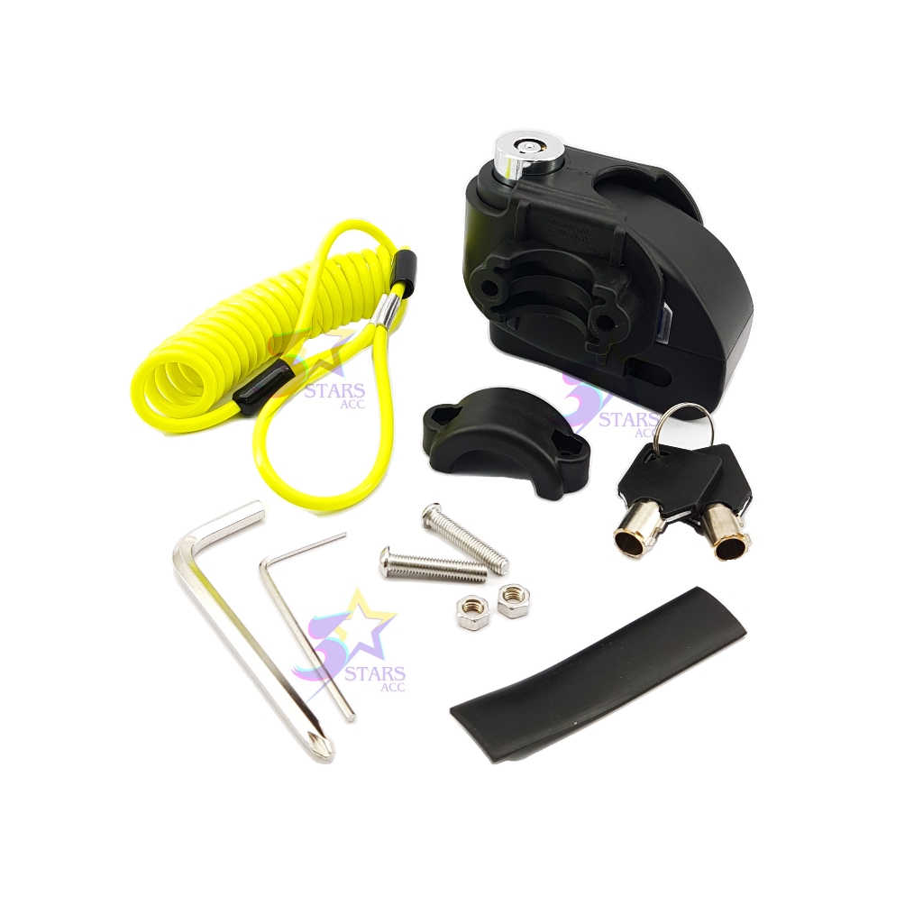 Gembok Alarm Anti Maling Cakram Kunci Alarm Motor Paket Bracket Kabel