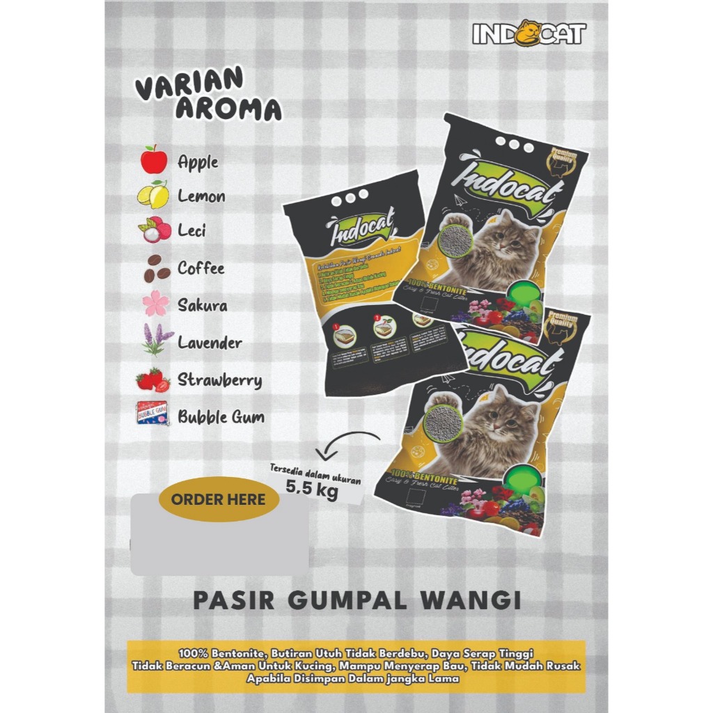 BANDUNG PASIR INDOCAT 5,5 Liter Pasir Kucing Gumpal Wangi