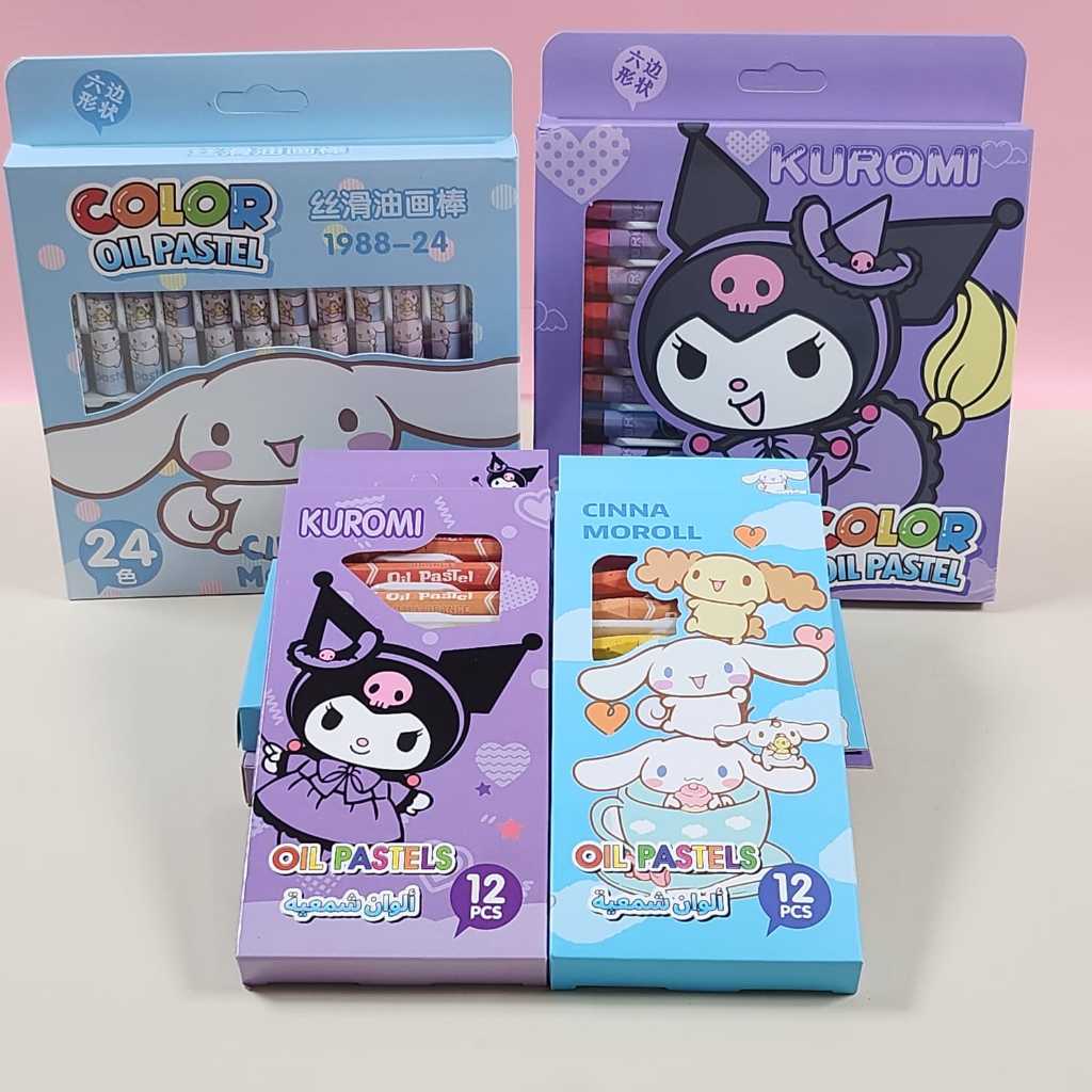 

Vanilleshop - Crayon Oil Pastel Kuromi Cinnamoroll Sanrio / Krayon mewarnai anak Isi 24
