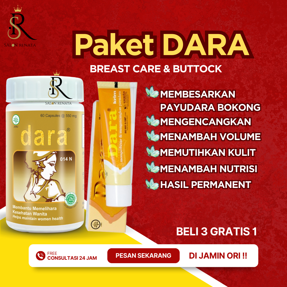 Dara 60 Kapsul +Dara Cream Kapsul Obat Pembesar Payudara Pengencang Payudara Ampuh Pembesar bokong p