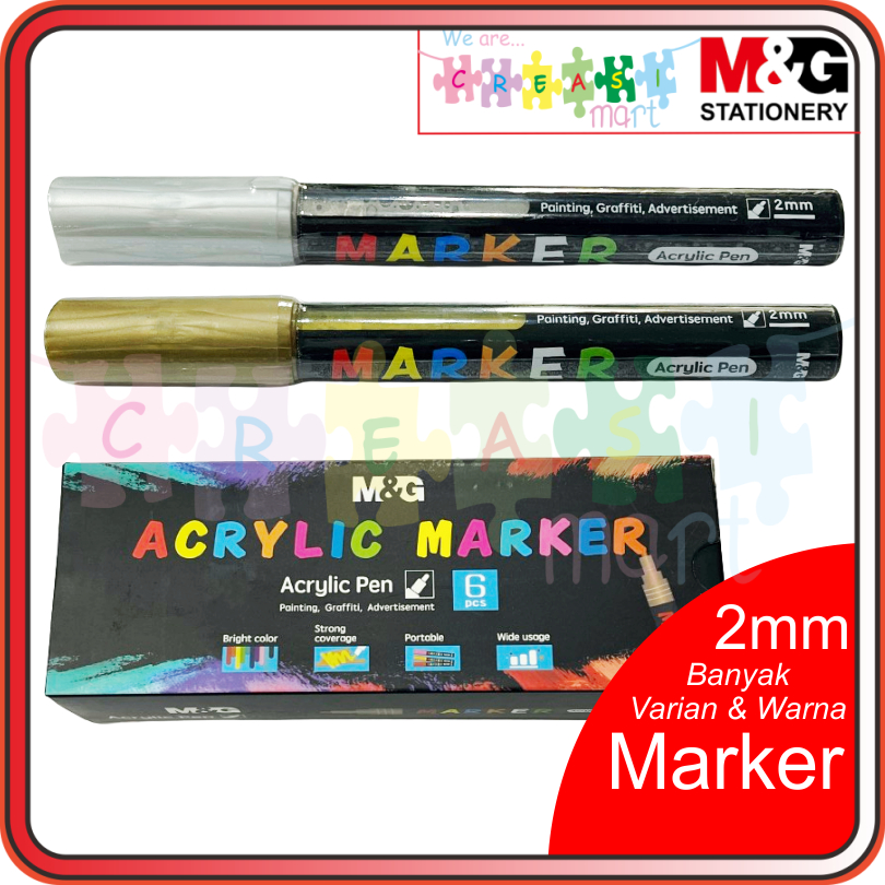 

M&G Spidol Permanent, Arcrylic Marker & Metallic Marker Banyak Warna & Varian 100% Original