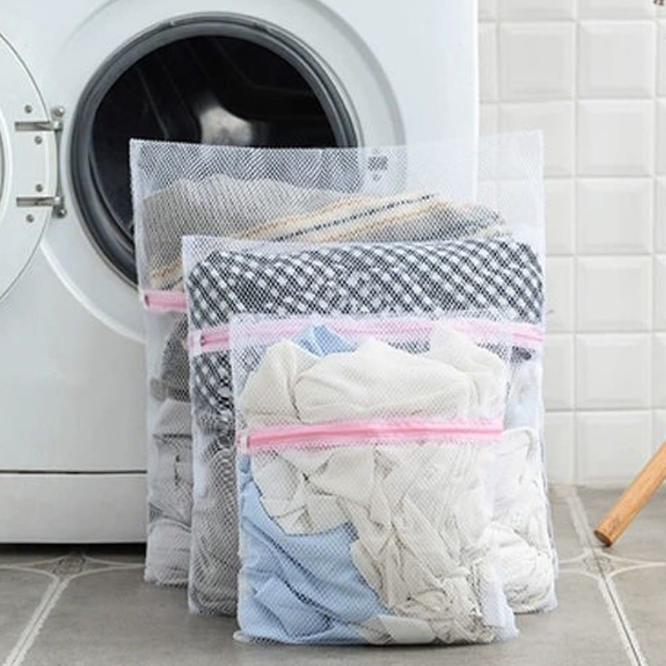 TAS LAUNDRY / Laundry Bag Jaring Baju Kotor Mesin Cuci Bahan Jaring dan Resleting Untuk Pakaian