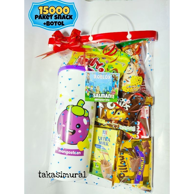 

(READY STOK BISA INSTAN) paket snack ulang tahun/Parcel ultah snack+Botol Frutamin Botol tutup Biggy besar
