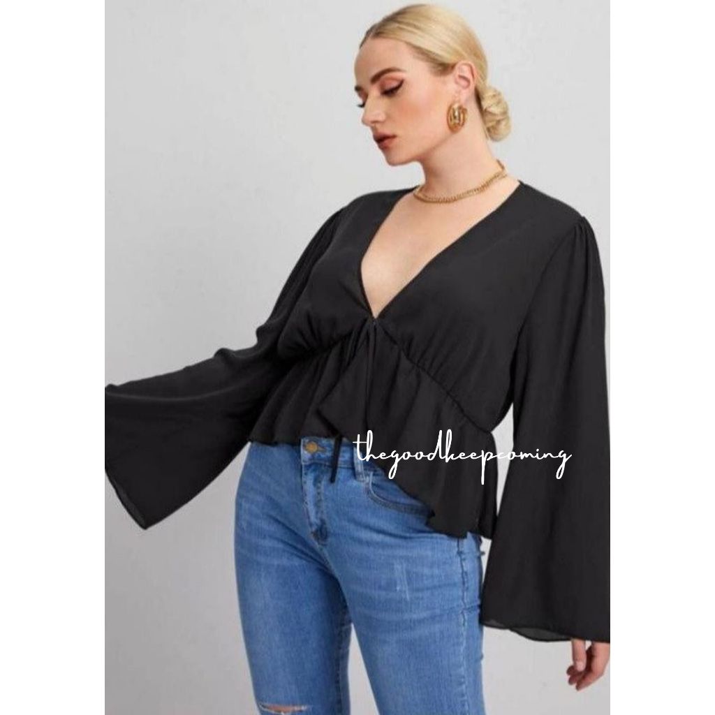 Atasan Wanita Balea Blouse Wanita Blouse Plus Size Atasan Wanita Sabrina Crop Top Big Size