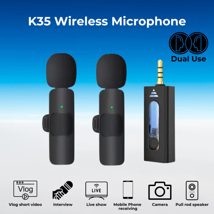 CLIP ON MICROPHONE K35 MIC CLIP WIRELESS USB / MIC YOUTUBER BLUETOOTH ISI 2 MIC