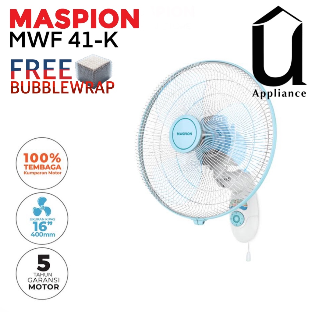 Kipas Angin Dinding Wall Fan Maspion MWF-41 K/ MWF 41 K/ MWF41K