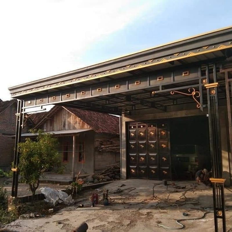 kanopi/carport rumah mewah atap Alderon duoble layer