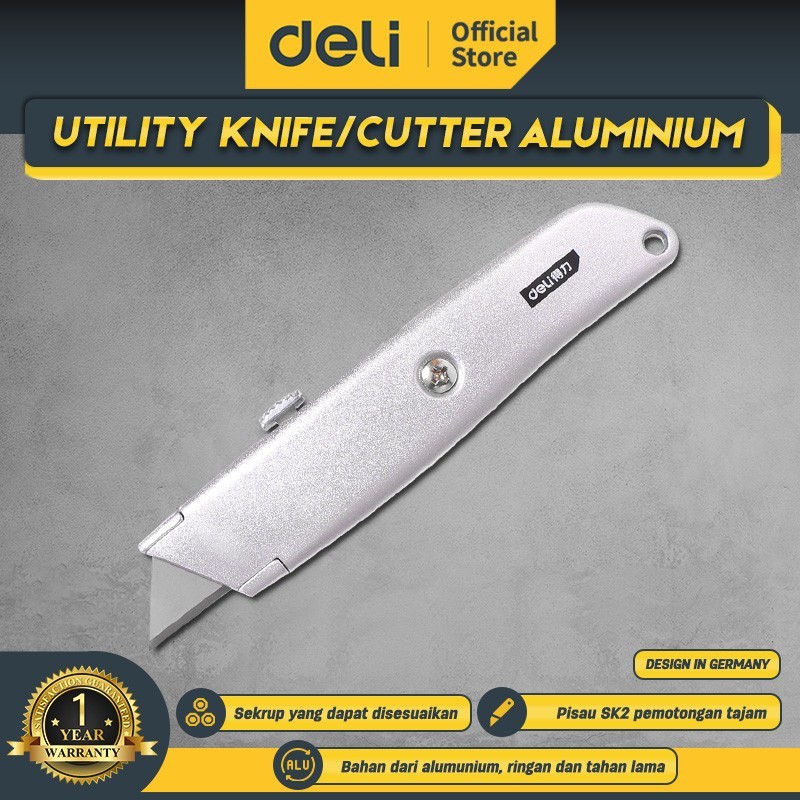 

Deli Utility Knife / Cutter Aluminium SK5 Auto-lock Perkakas EDL4260 JunDW