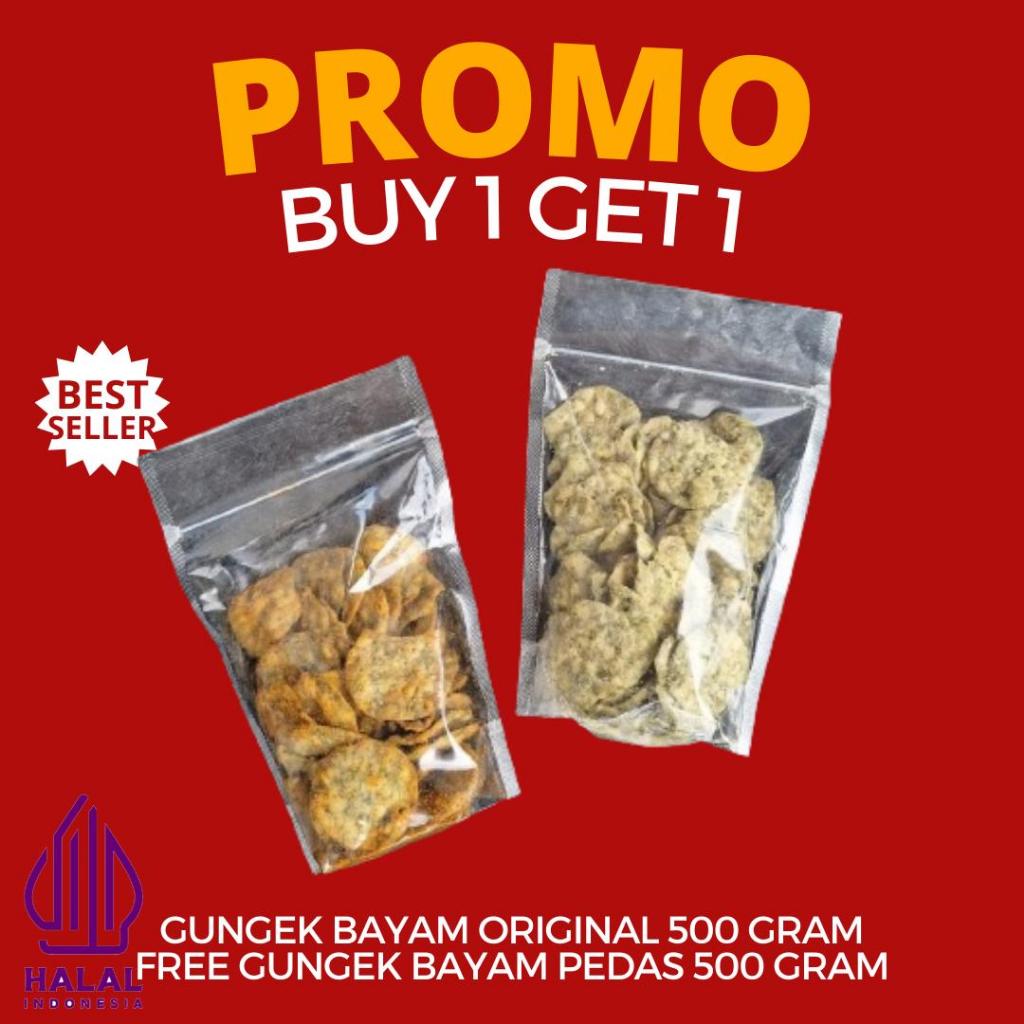

[Live] (Buy 1 Get 1) Gungek Bayam Original 500gr Gratis Gungek Bayam Pedas 500gr Camilan Snack