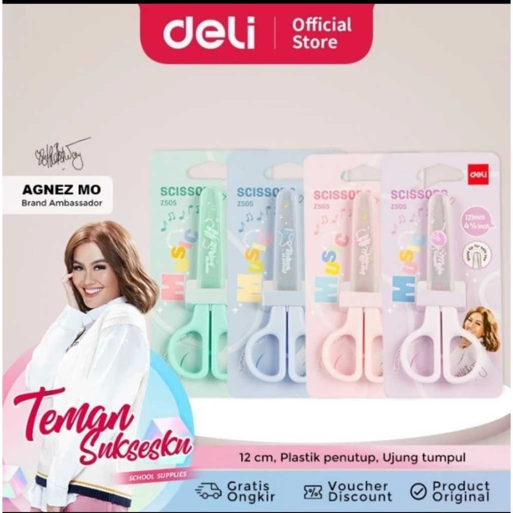 

gunting deli kode z 505 dengan tutup pengaman deli x agnes monica tinggi 12 cm ( ujung tidak tajam jadi ga bahaya)