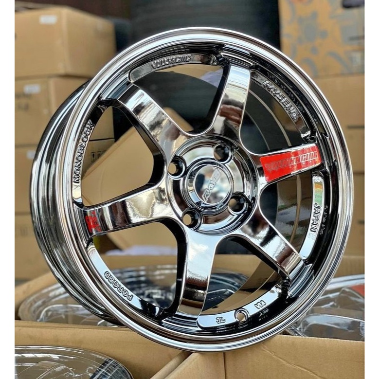 velg TE37 black chrome Ring 15 Pcd 4x100 Lebar 6.5 Et42 mobil impor r15