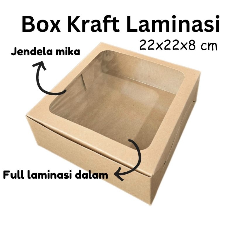 

10 BIJI BOX KOTAK KRAFT LAMINASI 22X22X8 CM KOTAK KUE KOTAK NASI