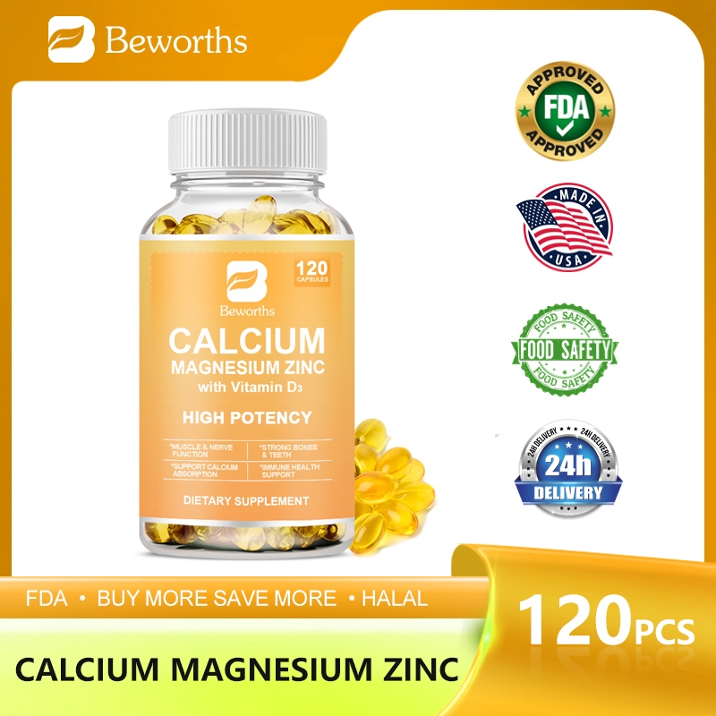 Beworths Calcium Magnesium Zinc dan Vitamin D3 600IU 120PCS