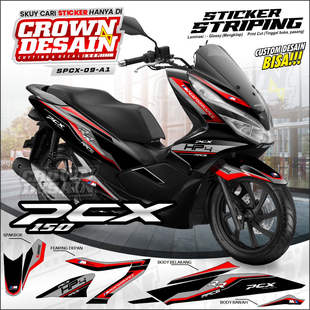 STRIPING PCX 150 STIKER STRIPING PCX 150 DESAIN RACING DECAL STRIPING HONDA PCX 150 VARIASI RACING -