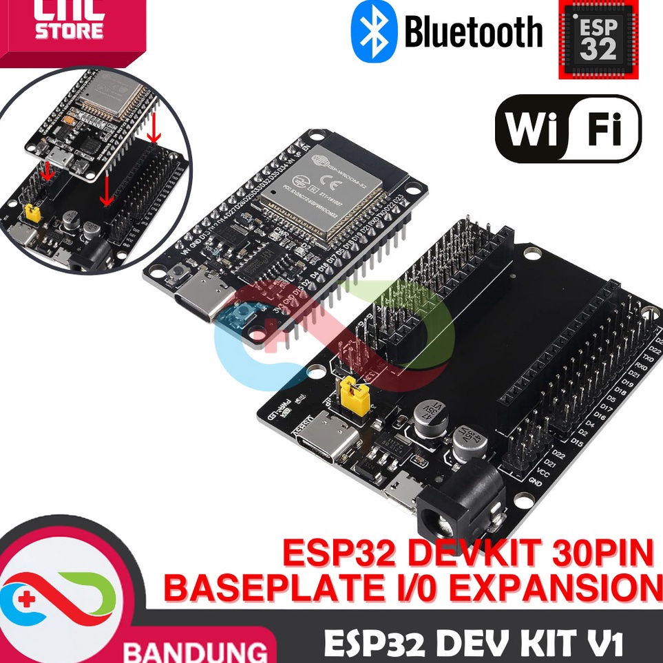 

KODE U9W8 ESP32 ESP32 DOIT WIFI BLUETOOTH IOT ESP32S DEVELOPMENT BOARD CH34 TYPEC PLUS EXPANSION BASE PLATE
