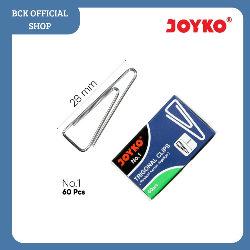 

Trigonal Clip Klip Penjepit Kertas Segitiga Joyko - No.1 (DUS KECIL)