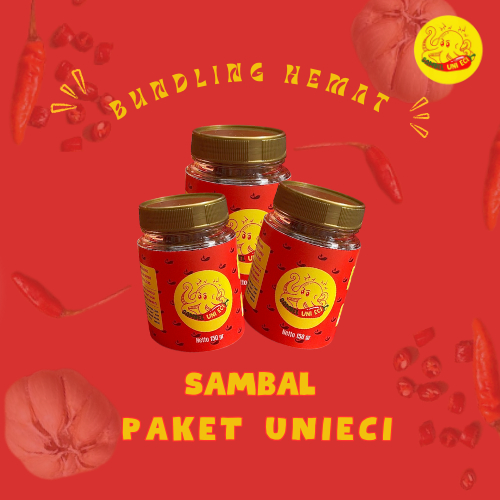 

Sambel Cumi + Teri / Sambel Cumi + Pete + Teri | Sambel Uni Eci - Paket UNI ECI (3 Pcs)