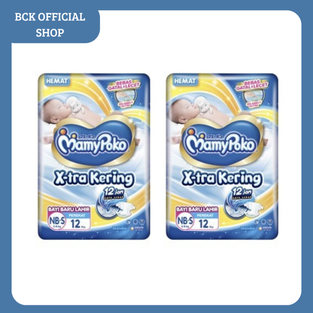 MamyPoko X-tra Kering - NB-S 12-Popok Perekat (1pack)