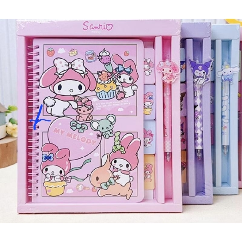 

Buku Set Diary Anak Set Notebook lengkap dengan Pena Karakter Sanrio HelloKitty Melody Kuromi Cinnamoroll Pompompurin Pochacco Medan