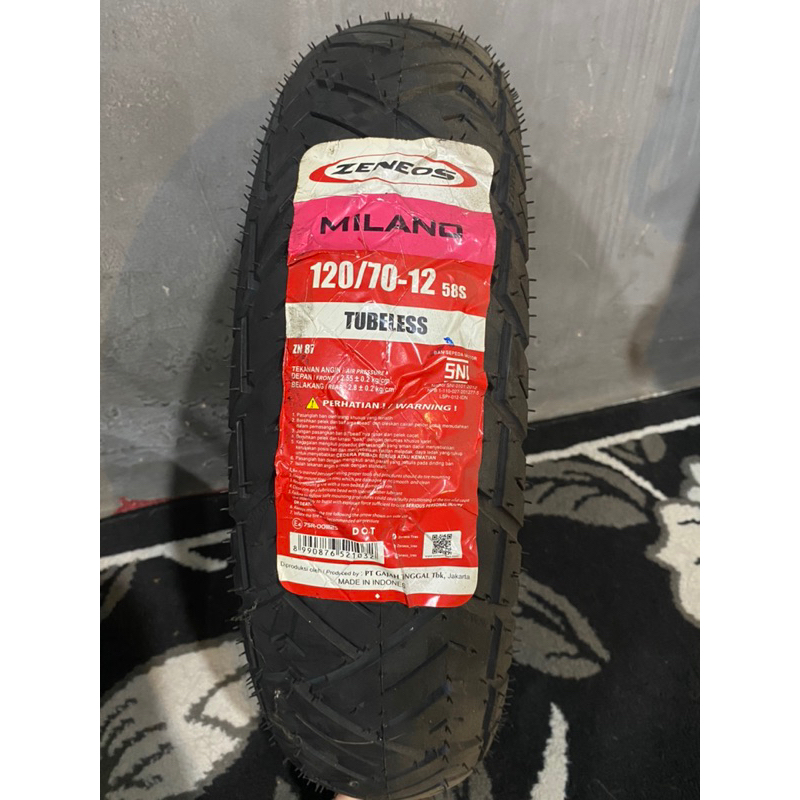 Ban Zeneos Milano 120 70 12 ban belakang vespa matic piaggio Tubeless