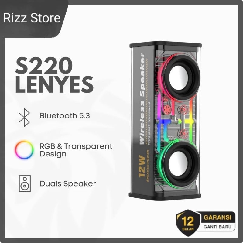 Speaker Bluetooth Wireless Lenyes S220 RGB